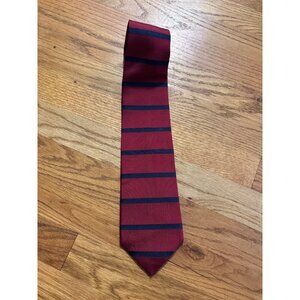 Brooks Brothers Makers Red & Navy Stripe Silk Tie Handmade In USA